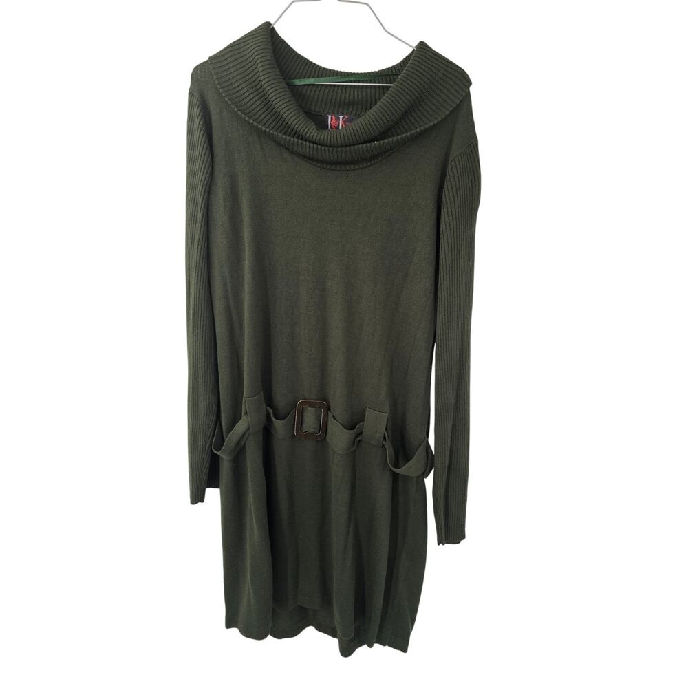 R & K Originals Green Cowl Neck Tunic Sweater - XL Extra Large